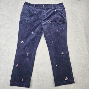 Vineyard Vines Pants Mens 42x30 Blue Corduroy Classic Chino Embroidered Skiers